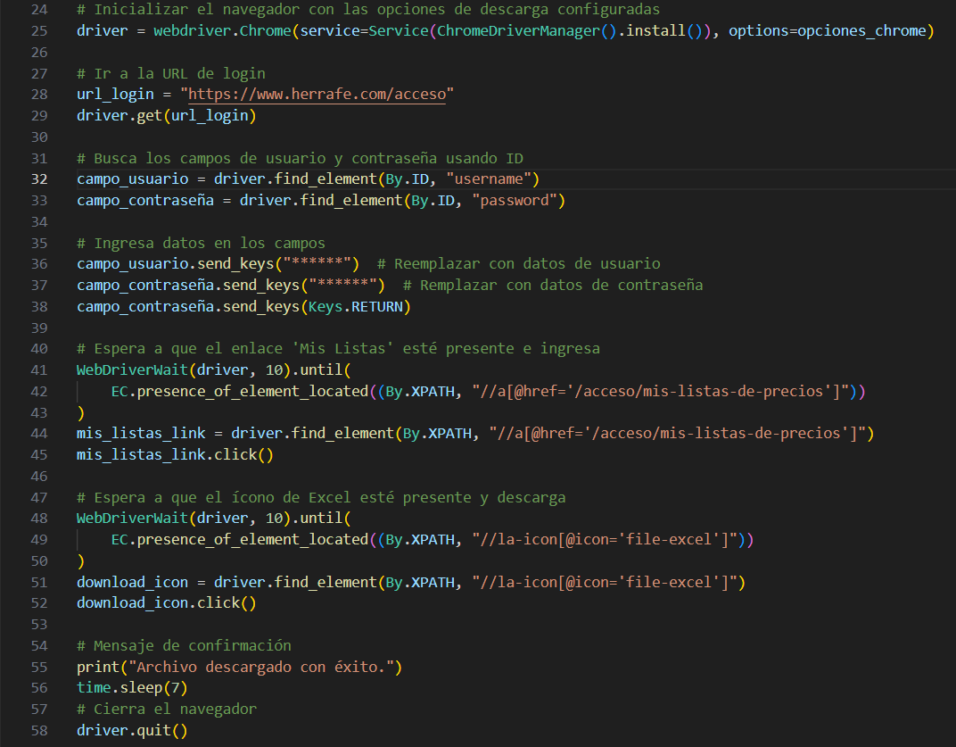 Descarga automatizada con Selenium